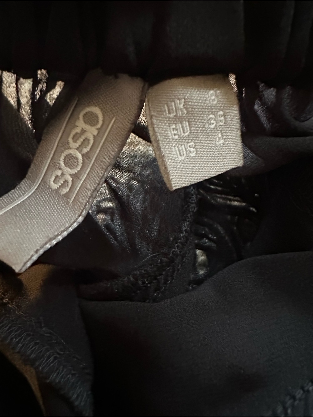 ASOS Black Elastic Waist Skirt with Satin Lining - Picture 2 of 5